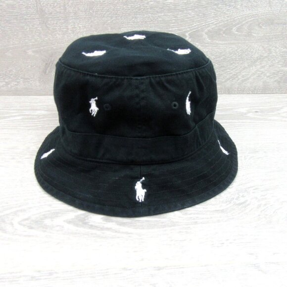 Polo Ralph Lauren Embroidered Pony Bucket Hat Adult Size S/M Black White NEW - Picture 3 of 10